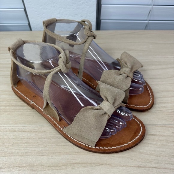 By James Shoes Women 8 Brown Tan Suede Ankle Strap Open Toe Boho Granola Sandals - Picture 1 of 12